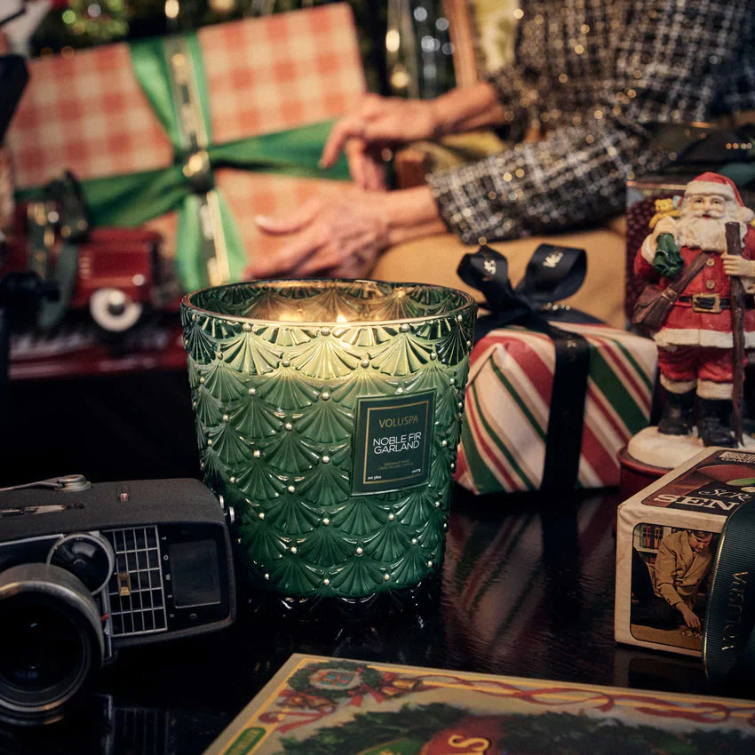 Noble Fir Garland 3 Wick Hearth Candle