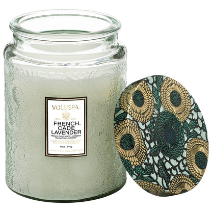 French Cade Lavender Large Glass Jar Candle