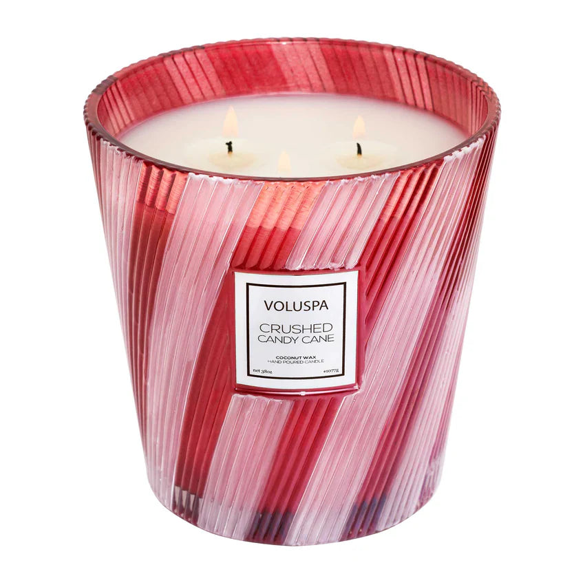 Crushed Candy Cane 3 Wick Hearth Candle