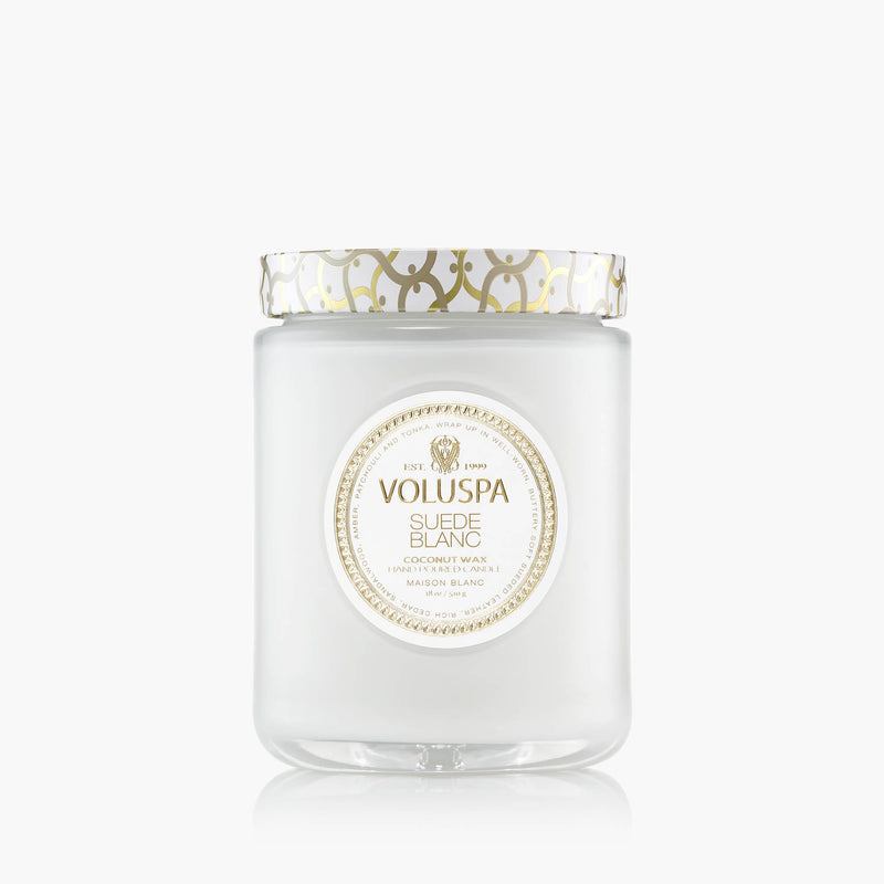 Suede Blanc Large Glass Jar Candle
